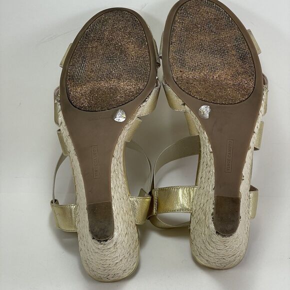 Vince Camuto Gold Espadrille Wedge Sandals Women’s 9M Stretch Strap Slip On - Picture 12 of 15